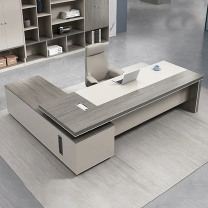 Modern Minimalist L Shape Computer Offices Desk Table Single Manager Officer Desks Extension Furniture Melamine Table p