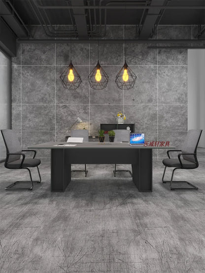 Simple Conference Table with Chairs for Office Negotiations and Staff Training