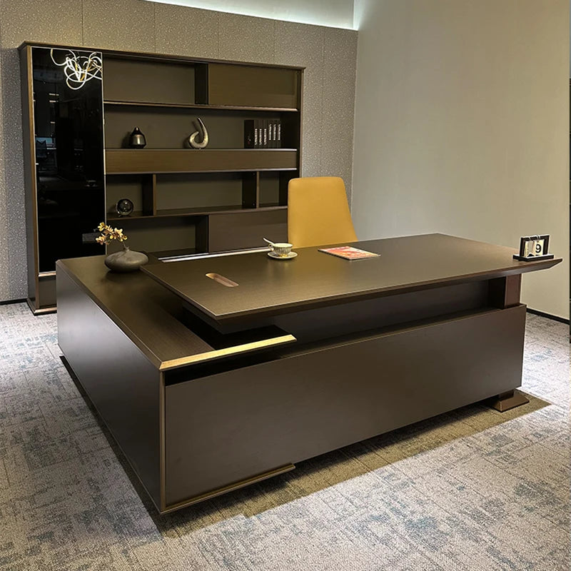 L Shaped Shelf Office Desk Students Seating Meeting Gaming Desk Shelves Writing Executive Table Pour Ordinateur Office Furniture