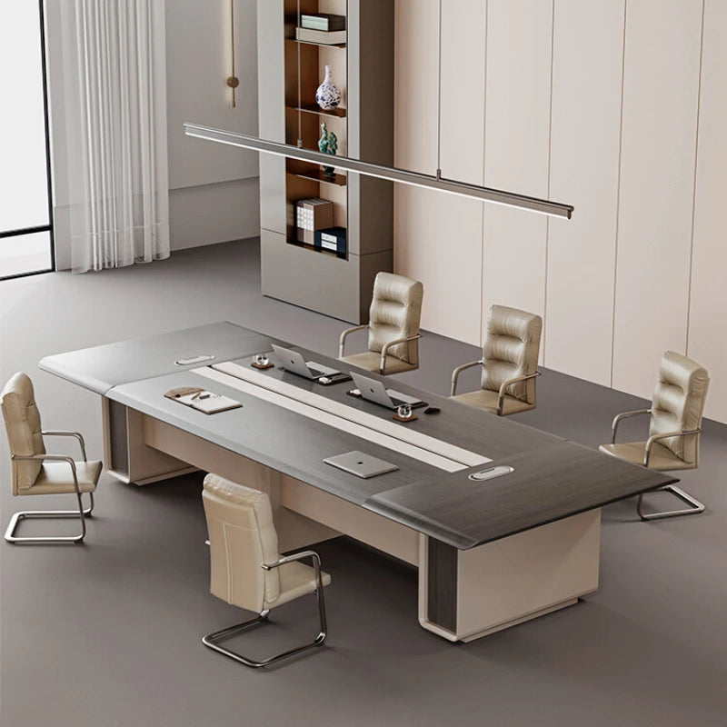 Modern Long Conference Table &amp; Chair Set