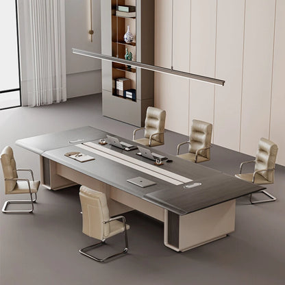 Modern Long Conference Table &amp; Chair Set