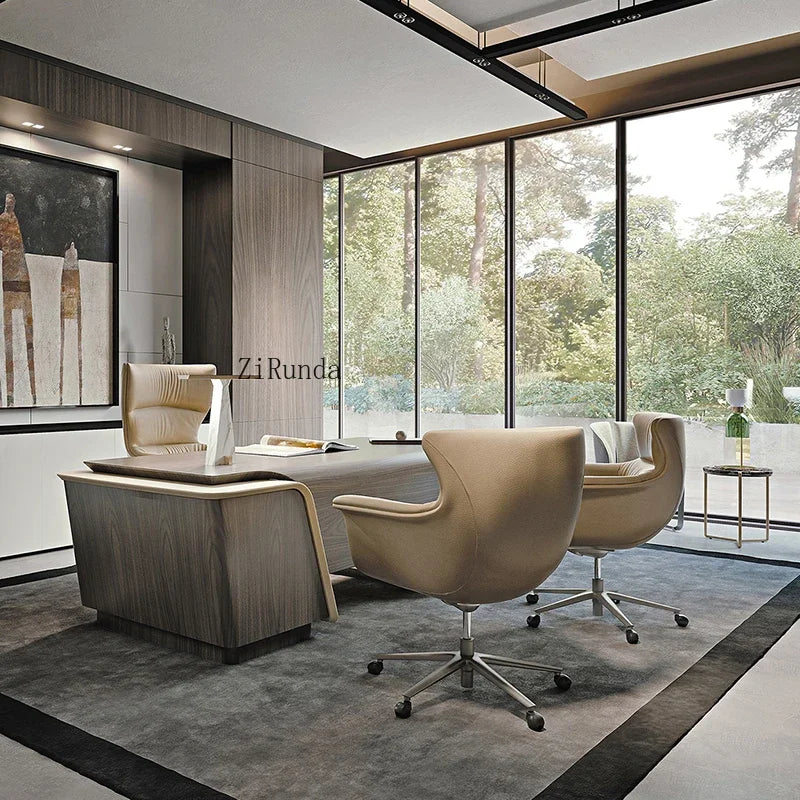 Italian desk household high-end computer desk office light luxury desk and chair combination