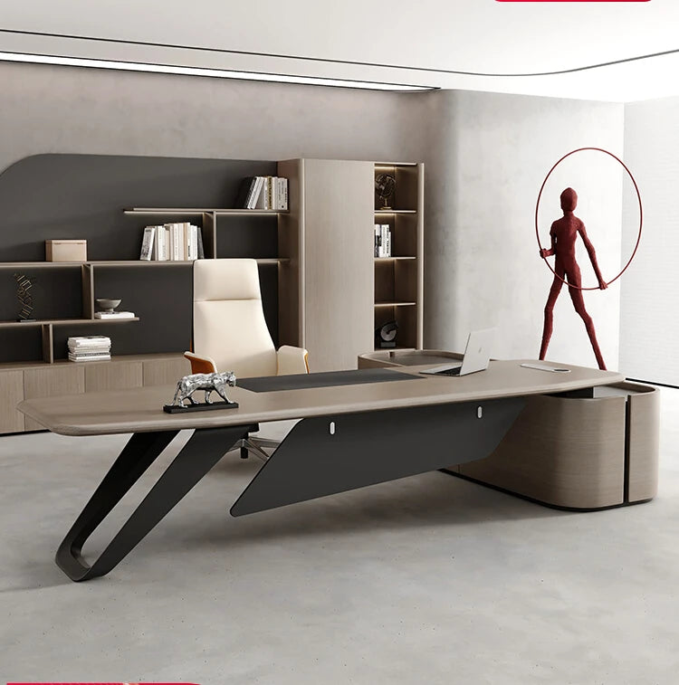 Solid Wood Boss Table Simple Modern High-end Large Desk Office President Table Single Leader Office Desk And Chair Combination