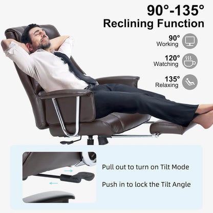 US Executive Office Chair, Big and Tall PU Leather Office Chair with Wide Seat Ergonomic Computer Desk Chair with Footrest