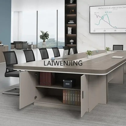 MJY conference simple long furniture large negotiation meeting room table and chair combination light luxury