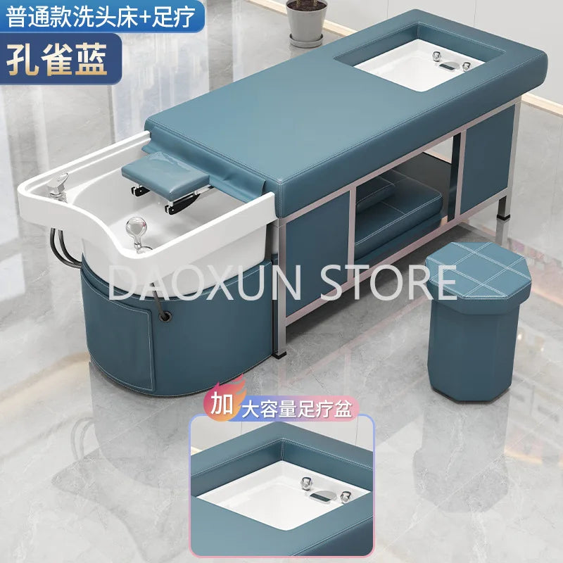 Shower Head Hair Washing Bed Luxury Foot Basin Comfort Lounge Shampoo Chair Salon Massage Lavacabezas Salon Equipment MQ50SC