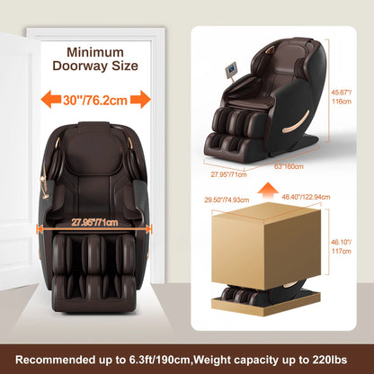 Full Body Zero Gravity Massage Chair with AI Voice Control Full Body Airbags SL Track Bluetooth Foot Rollers Massage Bluetooth