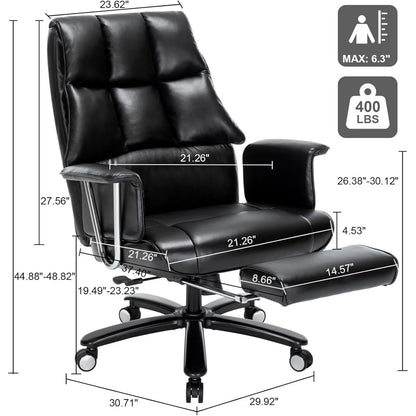 US Executive Office Chair, Big and Tall PU Leather Office Chair with Wide Seat Ergonomic Computer Desk Chair with Footrest