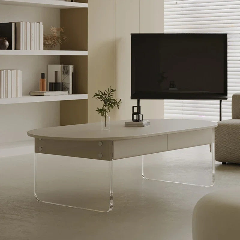 Simple and Modern Coffee Table Living Room Home Creative Minimalist Oval High Leg Acrylic Table