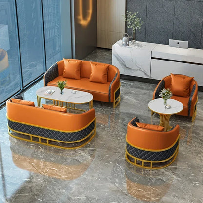 Light luxury Leisure Inn Hotel lobby reception sales office to negotiate tables and chairs office leather sofa coffee table set