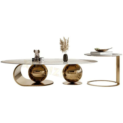 Italian Style Stainless Steel Black Nesting Centre Coffee Table Metal Coffee Table Luxury Round Coffee Table New
