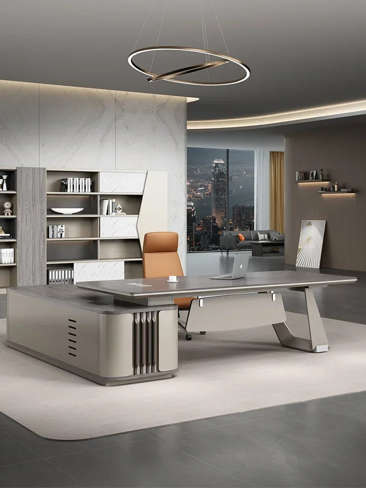 Italian high-grade office table baking varnish large shift office table and chair combination