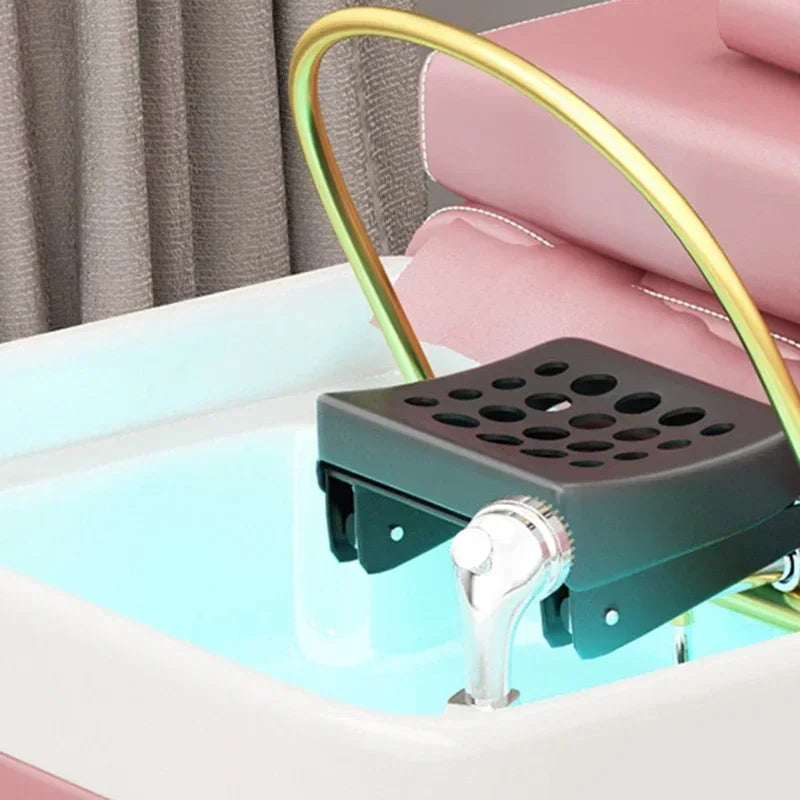 Head Spa Hair Wash Bed Pink Lighting Massage Stylist Comfort Shower Chair Steam Therapy Krzeslo Szampon Salon Equipment