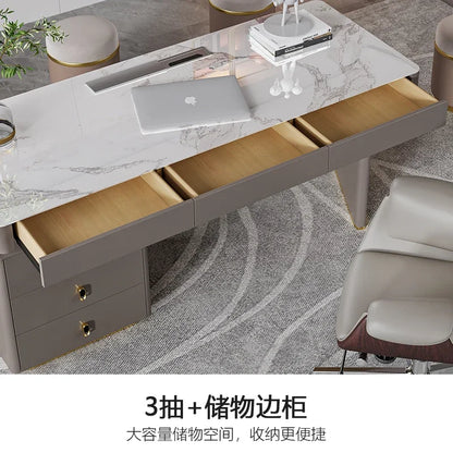 Stone Plate Desk Skin Paint Nordic Study Computer Desk Modern Minimalist Advanced Home Desk
