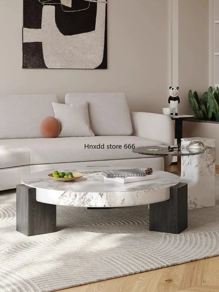 Marble round coffee table minimalist living room household small apartment