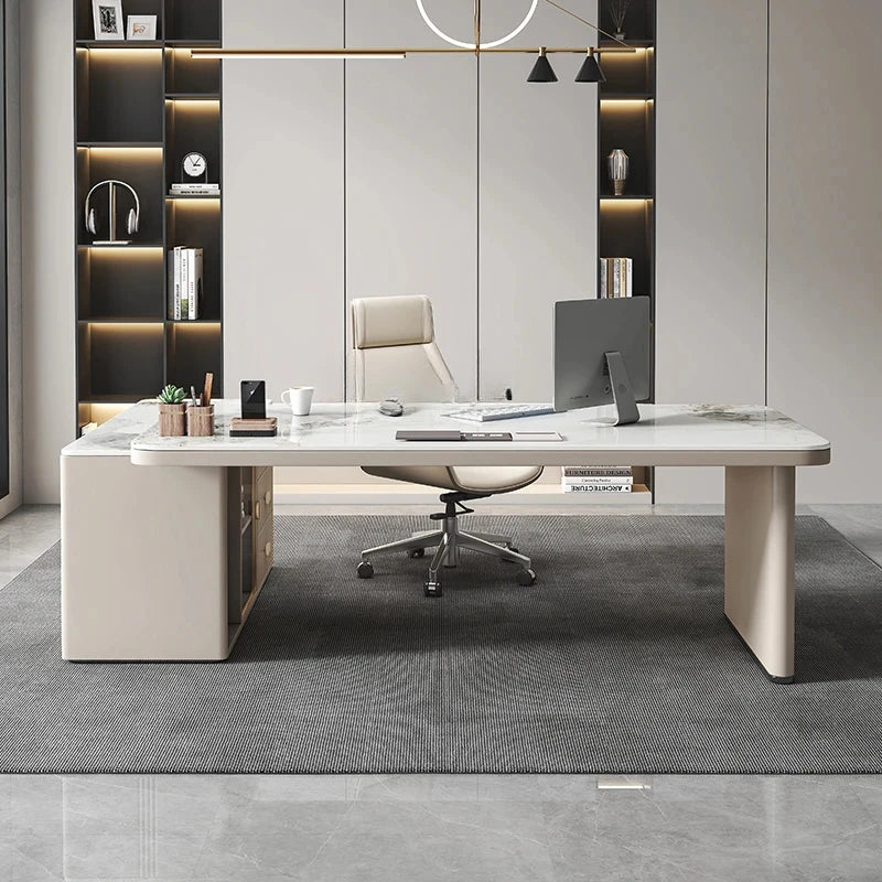 Italian Light Luxury Modern Stone Plate Corner Desk Household Minimalist Desk High-Grade Computer Desk