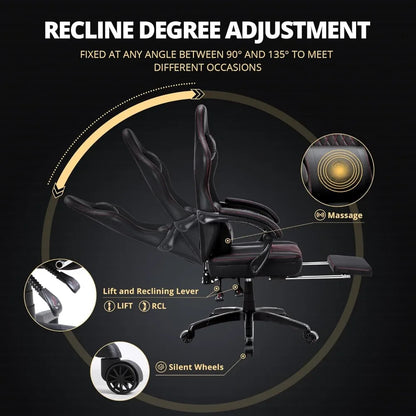Breathable PU Leather Gamer Chair, with massage lumbar support