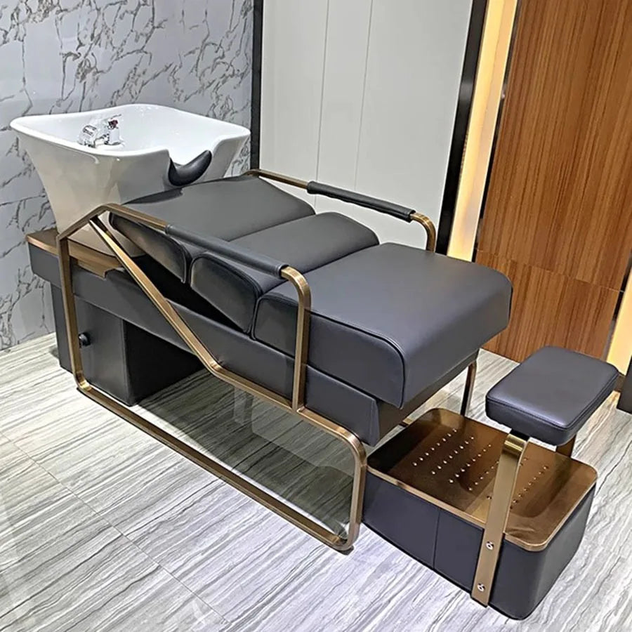 Luxury Barber Equipment Shampoo Chair – Reclining Stylist Basin Chair, Hair Wash &amp; Spa Salon Chair, Relaxing Cadeiras