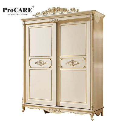 European Style Affordable Solid Wood Wardrobe – 2 Sliding Doors for Bedrooms