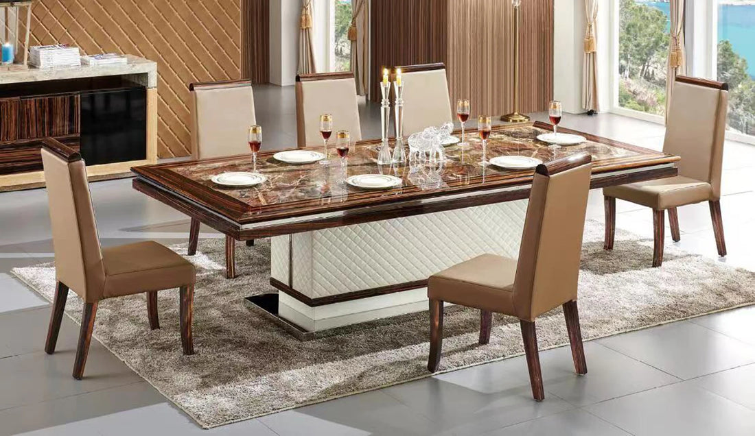 Good Price Dropshipping Modern Dining Table Big Wholesale Marble Top Wooden Dining Table Set