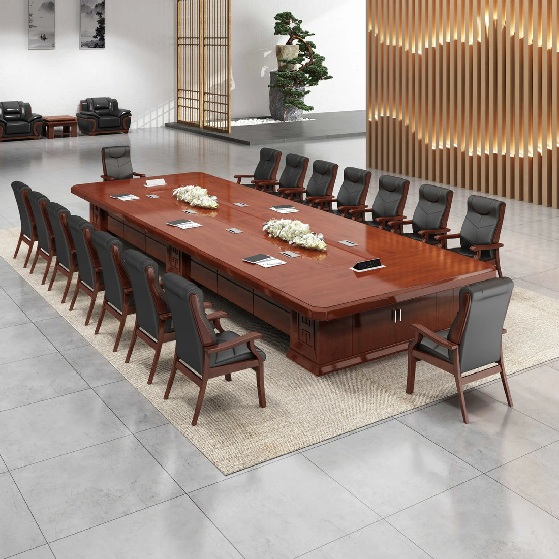 Large conference table Long table meeting table Painted solid wood veneer simple modern conference table