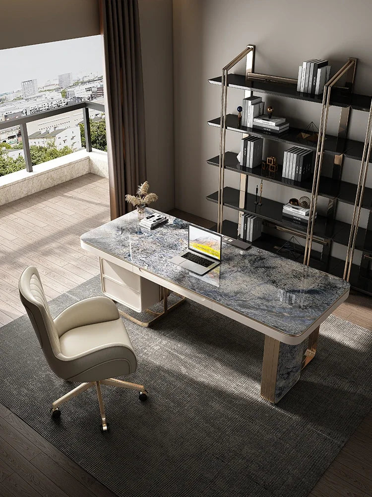 Italian Minimalist Desk Home Modern Simple and Light Luxury Luxury Stone Italy Stone Plate