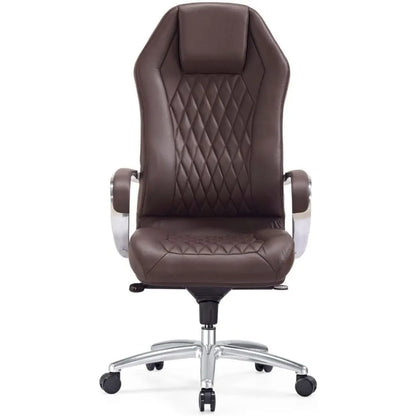 Modern Ergonomic Dark Brown Genuine Leather Executive Chair
