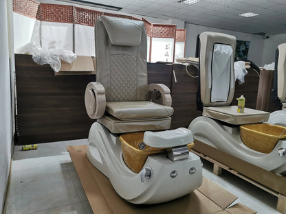 Hot sale good quality luxury electric foot massage chair gold plated acrylic pedicure massage chair for beauty salon