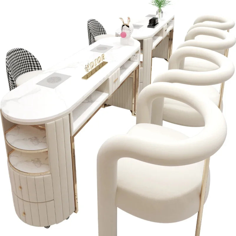 Designer Nail Table Professional Nailtech Commercial Manicure Table Receptionist Modern Tavolo Unghie Salon Furniture CY50NT