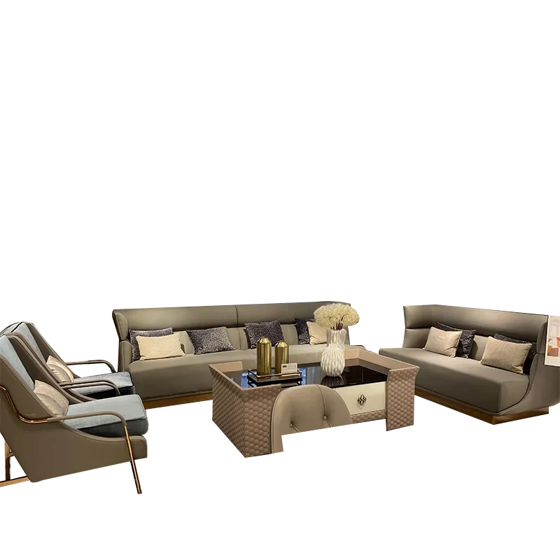 Leather sofa Italian minimalist layer cowhide sofa postmodern simple leather art big sofa combination