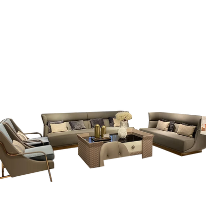 Leather sofa Italian minimalist layer cowhide sofa postmodern simple leather art big sofa combination