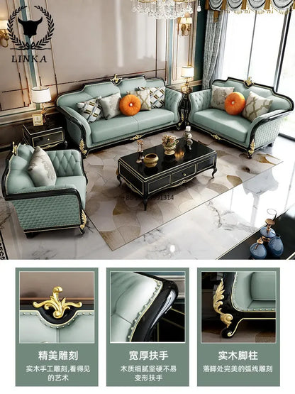 Light Luxury Sofa Set. Crafted in French European Leather.