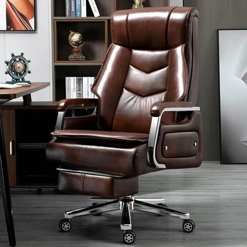 Nordic Ergonomic Office Chair – Mobile Leather Recliner with Massage Feature