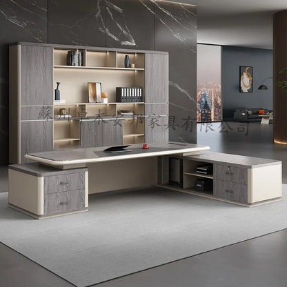 Simple And Modern President Office Desk And Chair Combination