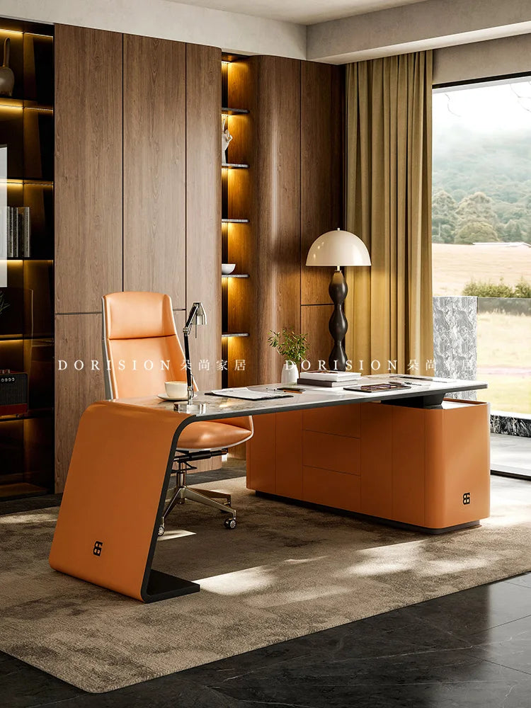 Villa slate desk office computer desk study room simple modern designer high-end work desk study table