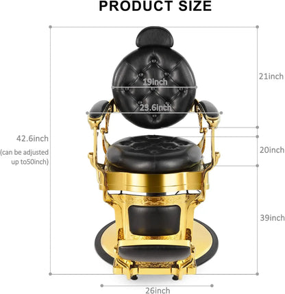 Retro Barber Chair Heavy Duty Barber Chairs Vintage Salon Chair Hydraulic Recline Beauty Spa Styling Equipment Rounded