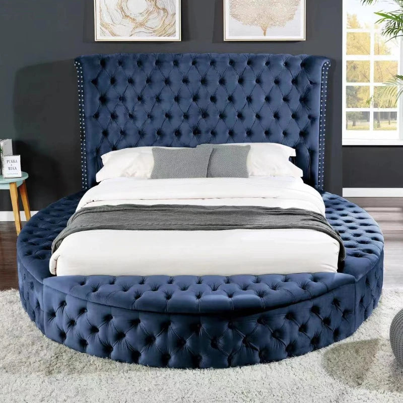 European Princess Round Bed – Unique Elegant Black Queen Double Bed