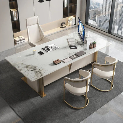Modern Light Luxury Stone Plate Computer Desk Manager President Office Desk Female Boss
