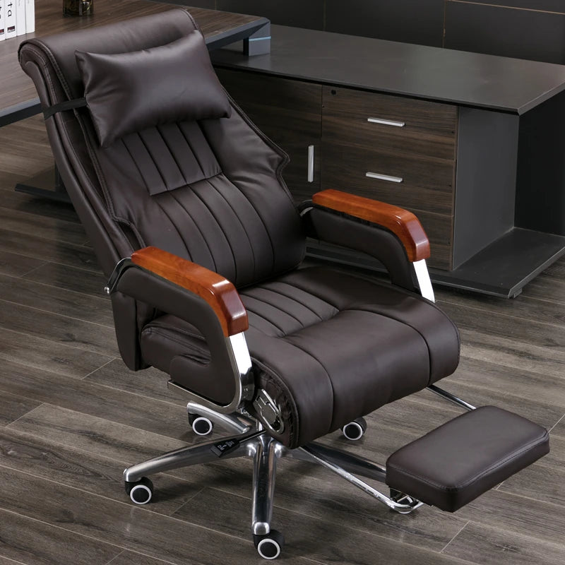Leather Swivel Recliner Office Chair – Comfortable Rolling Desig