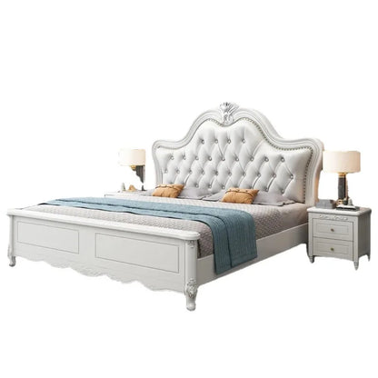 TuyaEuropean-style Double Bed Master Bedroom Solid Wood Bed Modern Simple Wedding Bed High Box Princess Bed