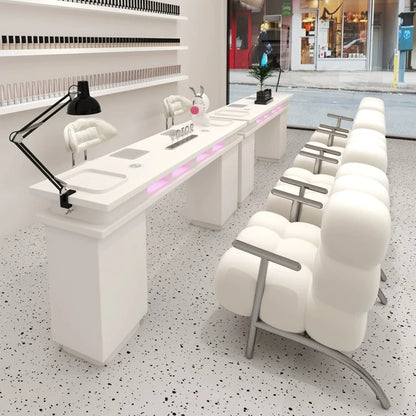 Light Luxury New Manicure nail table set with built-in high power vacuum cleaner and nail lamp for wireless charging