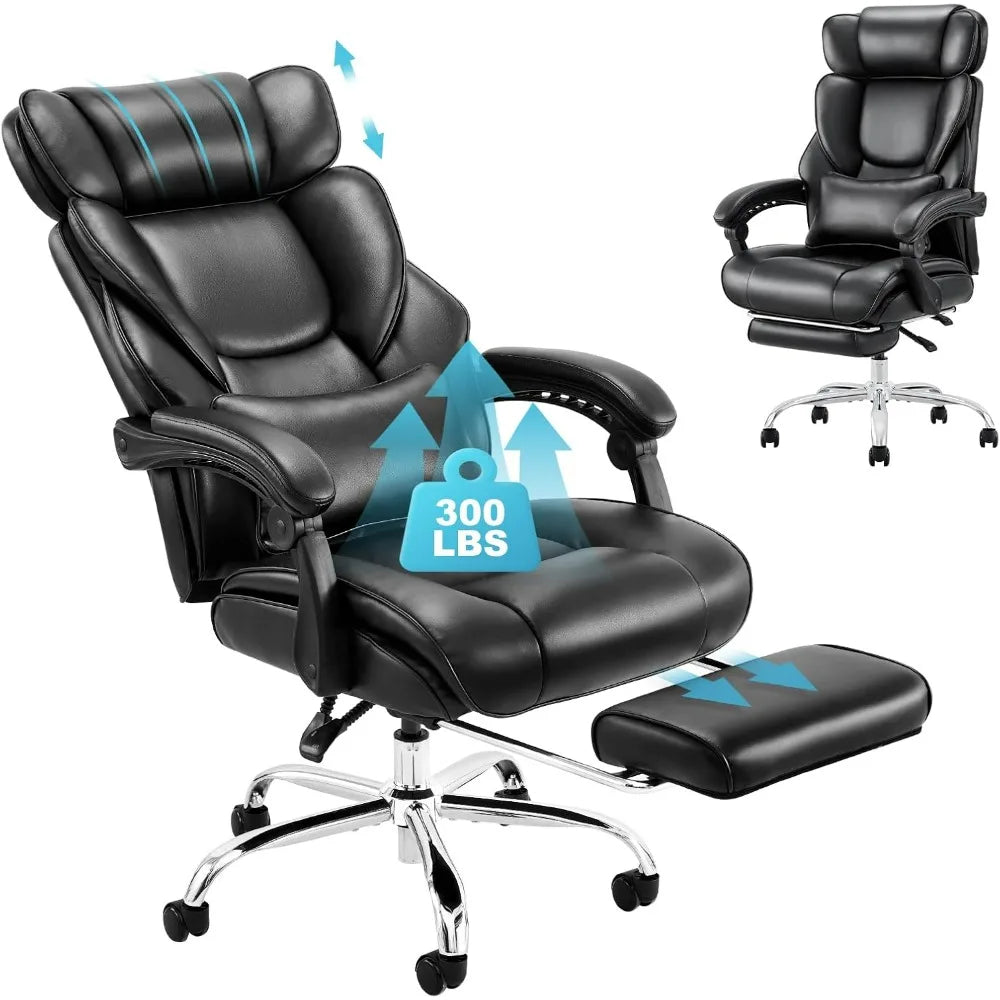 Office Chair with Footrest-Ergonomic High Back Design Executive Computer Desk Chair with Removable Lumbar Pillow