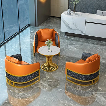 Light luxury Leisure Inn Hotel lobby reception sales office to negotiate tables and chairs office leather sofa coffee table set