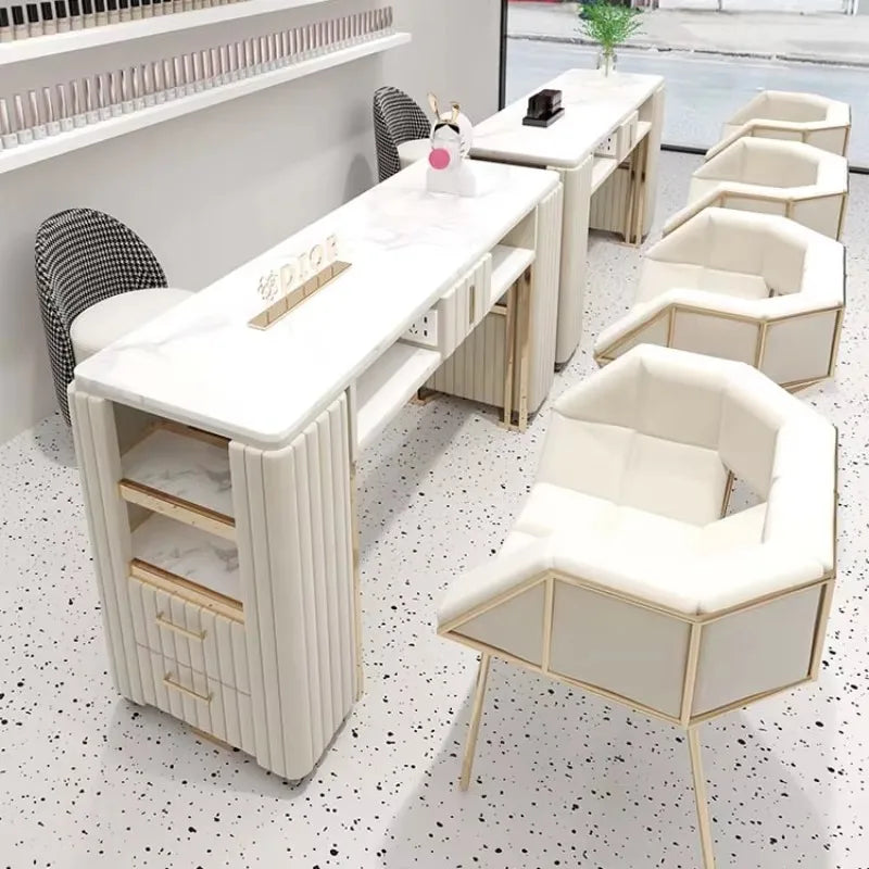Nail Supplies Speciality Equipment Makeup Organizer Modern Professional Exquisite Marble Luxury Desk Mesa Manicure Tech Tables