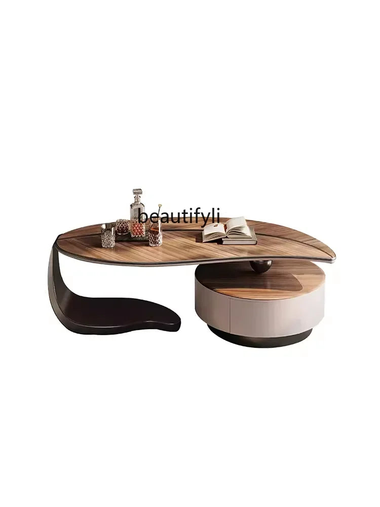 Light Luxury Solid Wood Coffee Table TV Cabinet Combination  Creative Strange Shape Small Apartment Living Room Coffee Table