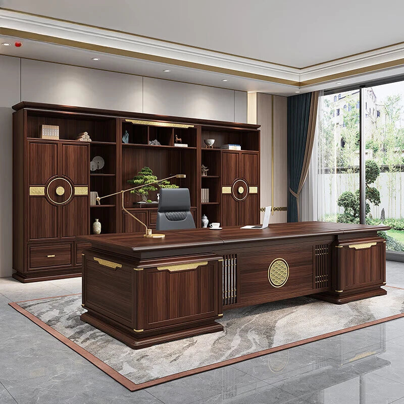 New Chinese-style solid wood boss desk and chair