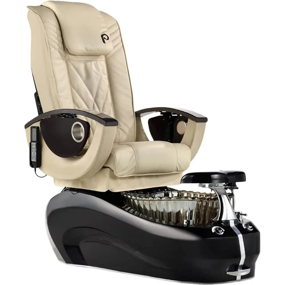 Professional Pedicure Spa with Glass Bowl, Fully Electric Shiatsu Massage Chair top w/Rolling, Punching and Kneading, Removable