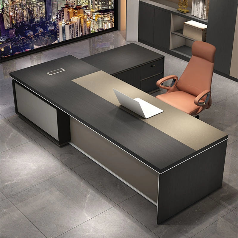 Luxury Modern Office Desks Workstation Storage Computer L Shaped Office Table Drawers Scrivania Con Cassetti Home Furnitures