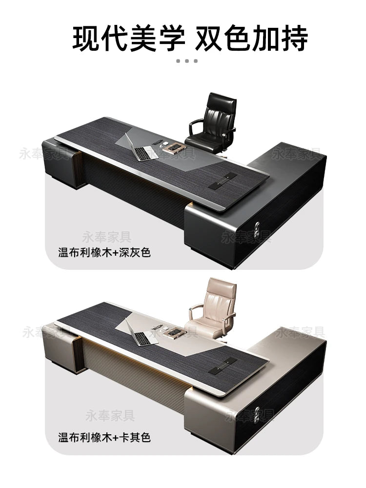 Lacquer boss desk office desk and chair combination light luxury senior sense simple modern president chairman manager big class