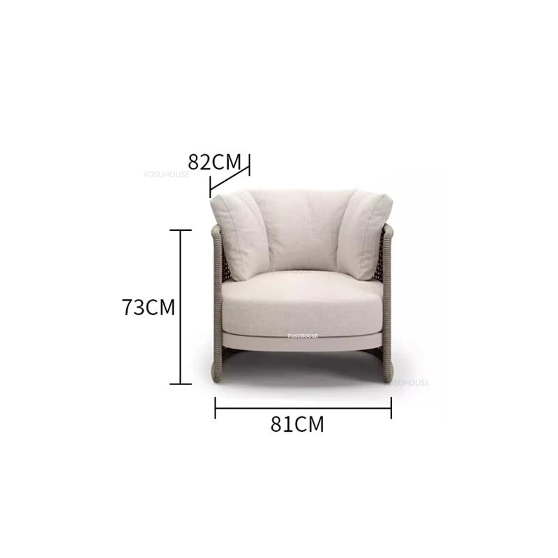 Rainproof and Sunproof Retro Rope Sofa Chair Nordic Rattan Outdoor Sofas Luxury Garden Furniture Leisure Home Balcony Patio Set